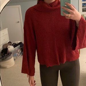 Burnt red knit turtleneck sweater